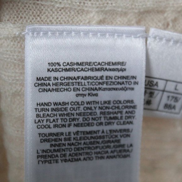 Brooks Brothers Cashmere Cable Knit Sweater Cream Long Sleeve Size Large H13210 - Picture 12 of 12